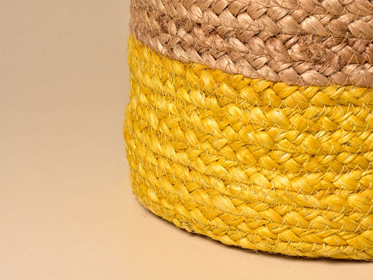 AR ANTIQUE RUGS Jute Planter Pots/Storage Basket Multi-Purpose use for Home Decore Set of 2 Size ( 25 Cms X 25 Cms. 20 Cms X 20 Cms.) Yellow