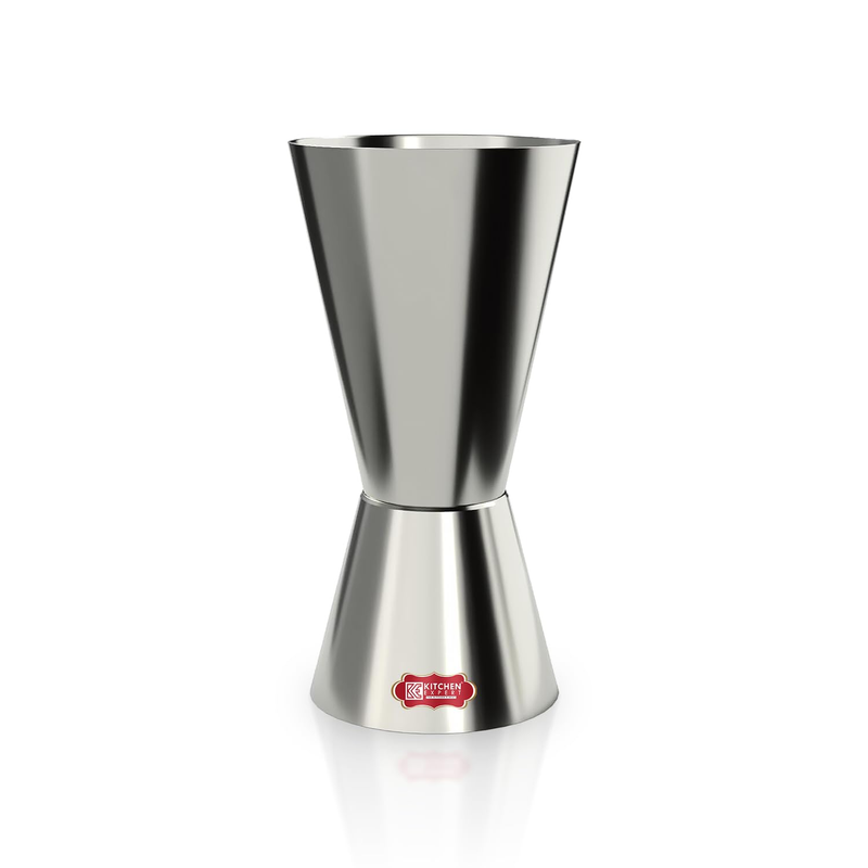 Stainless Steel Double Sided Peg Measurer & Pourer | Damru & Long Peg Measurer 30/60 ML Each & Steel Poure